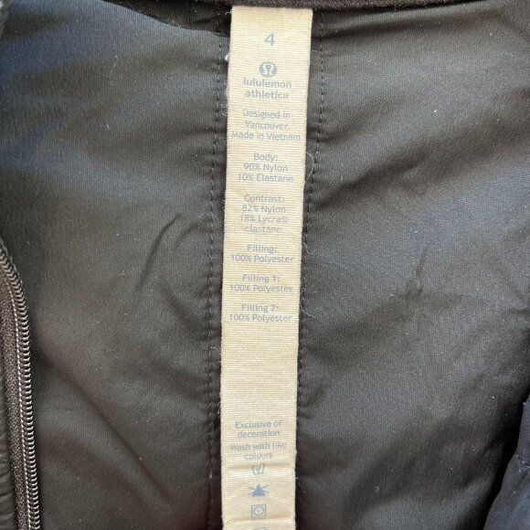 Lululemon Run For Cold Puffer Jacket Black PrimaLoft Insulated Full Zip Size 4 - Picture 4 of 9